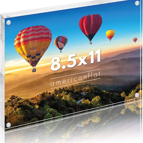 Americanflat 8.5x11 Acrylic Picture Frame - Double Sided Frames with Magnetic Corners - Transparent Acrylic Frames for Desk or Tabletop Display - 8.5x11 Picture Frame with Microfiber Cloth Included