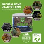 Only Natural Pet Allergy, Skin & Coat Hemp Soft Chews - Allergy Immune Bites for Dogs, Omega 3 Supplement, Calming Treats for Itchy Skin Relief, Hot Spot - (60 Count) (AL.)