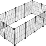 DIY Small Animal Playpen, Pet Playpen, Guinea Pig Cages, Rabbit Playpen, Dog Puppy Playpen, Indoor Metal Wire Yard Fence, 15 X 12 Inch, 12 Panels, Black