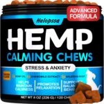 Hemp Calming Chews for Dogs with Anxiety and Stress - Anxiety Relief Chews for Storms, Fireworks, Thunder, Barking, Separation - Valerian, L-Tryptophan, Hemp Oil - Chicken - 120 Dog Calming Treats