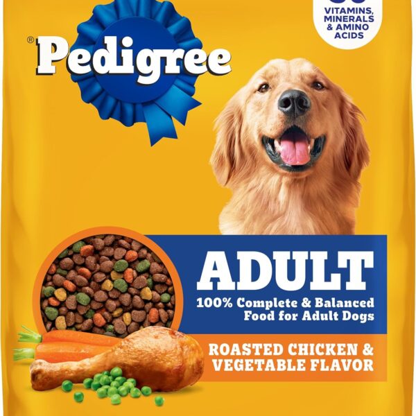 Pedigree Adult Dry Dog Food, Complete Nutrition, Roasted Chicken & Vegetable Flavor, 18 lb. Bag