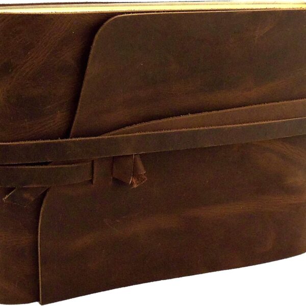Rustic Genuine Leather Scrapbook Photo Album with Gift Box - Scrapbook Style Pages - Holds 100 4x6 or 5x7 Photos - Memory Book