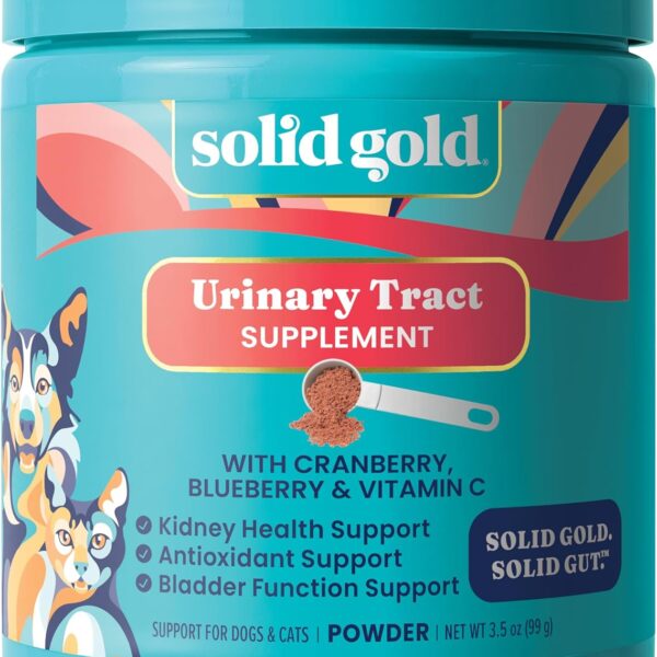 Solid Gold Cat & Dog Vitamins for UTI - Powdered Cranberry Supplement for Dogs & Cats - Urinary Tract, Bladder & Kidney Support for Dogs & Cats - Cat & Dog UTI Over the Counter Supplement Powder-3.5oz