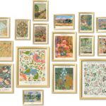 ANERZA 16 PCS Gold Framed Vintage Eclectic Wall Art Decor, William Morris Wall Prints for Bedroom, Gallery Wall Frame Set, Posters for Living Room Aesthetic, Collage Kit, Colorful Dorm Home Artwork