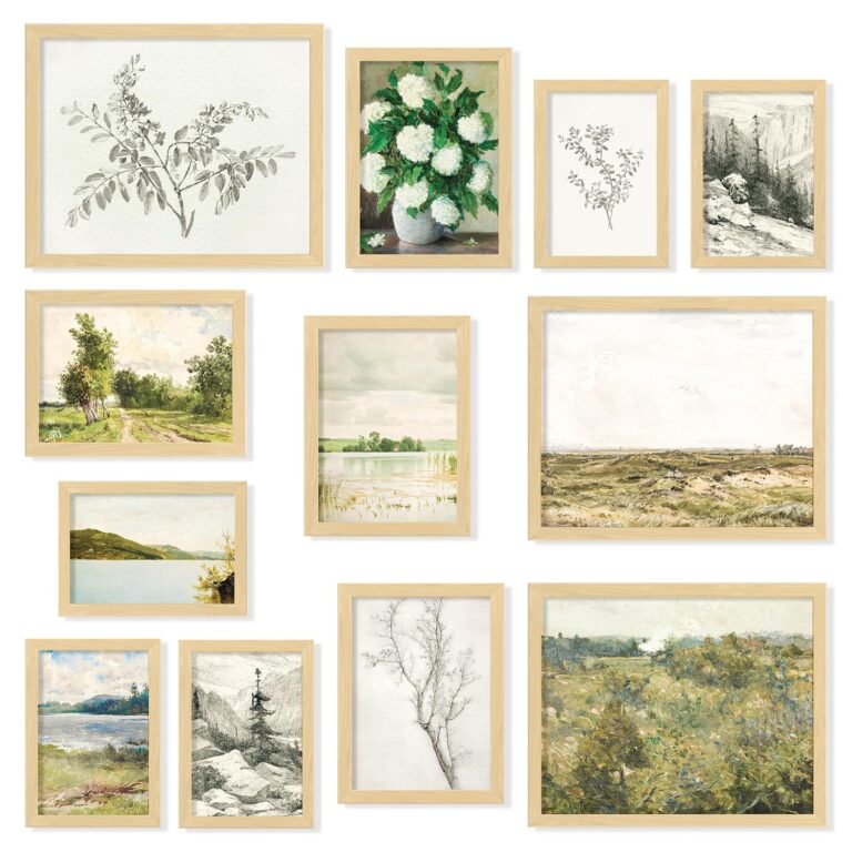 97 Decor Vintage French Country Decor - Vintage Posters, French Farmhouse Gallery Wall Art Prints, Moody Floral Botanical Sketch Pictures, Antique Landscape Painting for Home Bedroom (UNFRAMED)