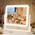 FENNIO Vanity Mirror with Lights 14"12" Makeup Mirror with Lights,Lighted Vanity Mirror Tabletop,Smart Touch with 3-Color Lighting,Dimmable,for Vanity Desk Tabletop