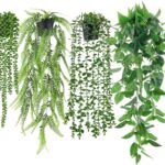 Der Rose 4Pcs Fake Plants Hanging Artificial Ivy Vine Faux Eucalyptus Hanging Plants, Boston Fern, String of Pearls for Living Room Bedroom Boho Wall Shelf Indoor Outdoor Decor