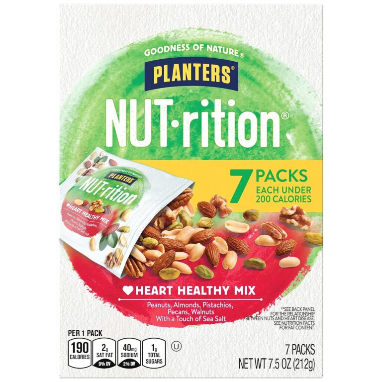 PLANTERS NUT-rition Heart Healthy Mix with Walnuts, 7.5 oz Box (Contains 7 Individual Pouches) - On-the-Go/ Work/School Snack and Active Lifestyle Snack - Great Camping Snacks - Kosher