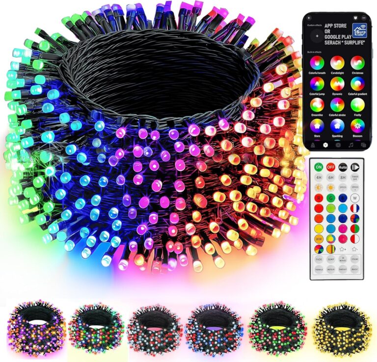 Dazzle Bright Smart Christmas String Lights, 98FT 300 LED RGB Color Changing String Lights with Remote & App Controlled, Halloween Decorations for Indoor Outdoor Holiday Xmas Tree Party Decor