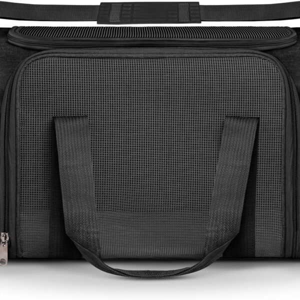 Airline Approved Medium Pet Carrier for Cats & Dogs Foldable Dog Bag with Soft Mat, Breathable Mesh Windows, Travel-Ready Cat Carrier (Up to 15 lbs, Black)
