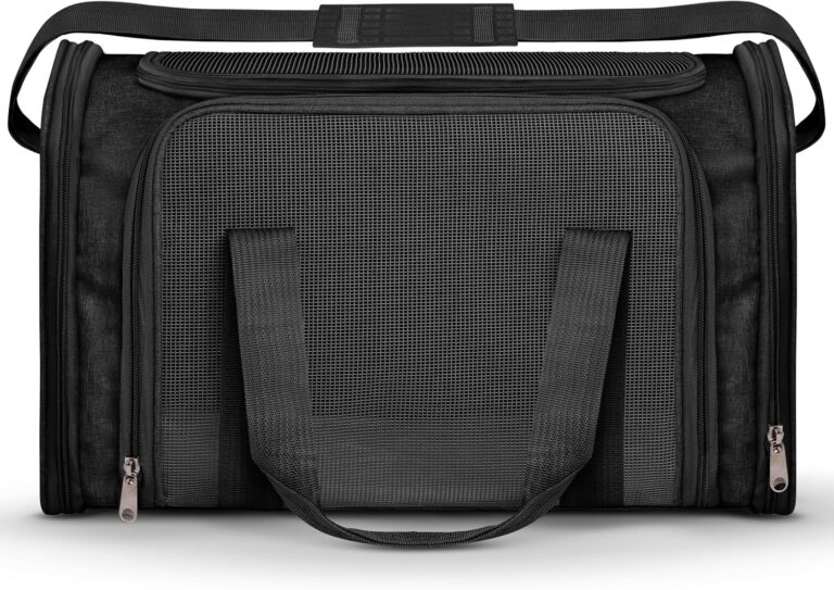 Airline Approved Medium Pet Carrier for Cats & Dogs  Foldable Dog Bag with Soft Mat, Breathable Mesh Windows, Travel-Ready Cat Carrier (Up to 15 lbs, Black)