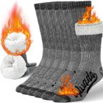 Alvada Merino Wool Hiking Socks Thermal Warm Crew Winter Boot Sock For Men & Women 3 Pairs