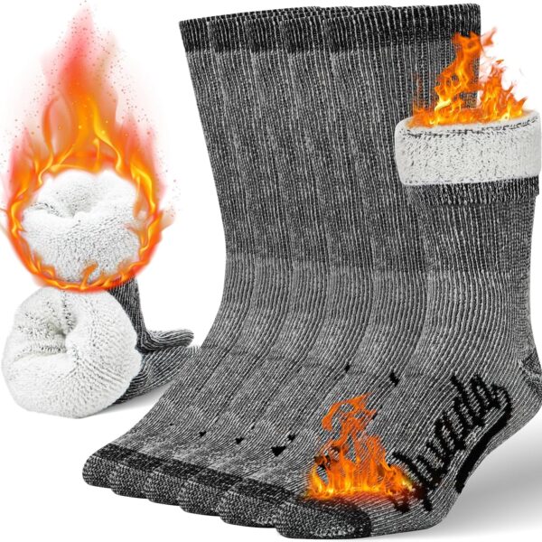 Alvada Merino Wool Hiking Socks Thermal Warm Crew Winter Boot Sock For Men & Women 3 Pairs