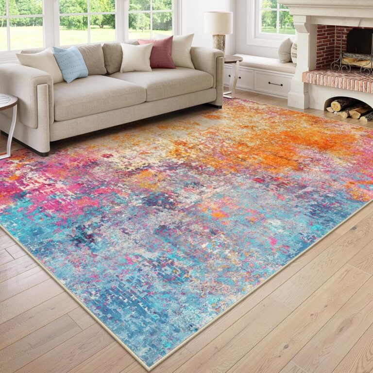 Lahome Modern Abstract Area Rugs 9x12 Living Room Rug Non Slip, Washable Colorful 9x12 Area Rug for Bedroom Girls Nursery, Soft Large Accent Carpet for Dining Room Table Office Home Decor