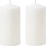 White Pillar Candle Set - 2 Unscented Decorative,Parties, Large Candles, White Candle Columns, Column Candles Clearance or Kwanzaa, 2.4" x 6" (2PC, 6cmX15cm)