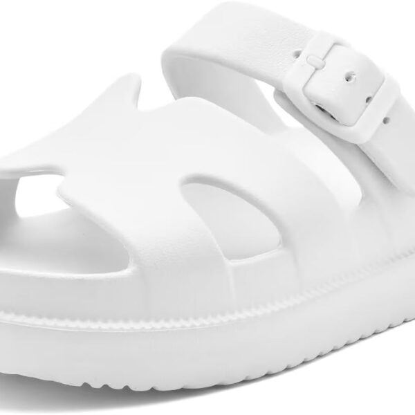 Haifago Womens Platform Sandals with Arch Support, Summer Beach Slides Adjustable Buckle Women H-Strap Chunky Sandal Comfort Lightweight