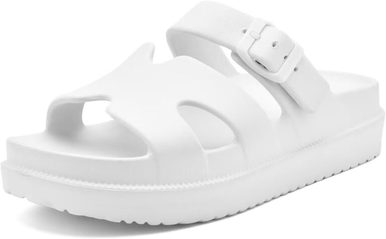 Haifago Womens Platform Sandals with Arch Support, Summer Beach Slides Adjustable Buckle Women H-Strap Chunky Sandal Comfort Lightweight