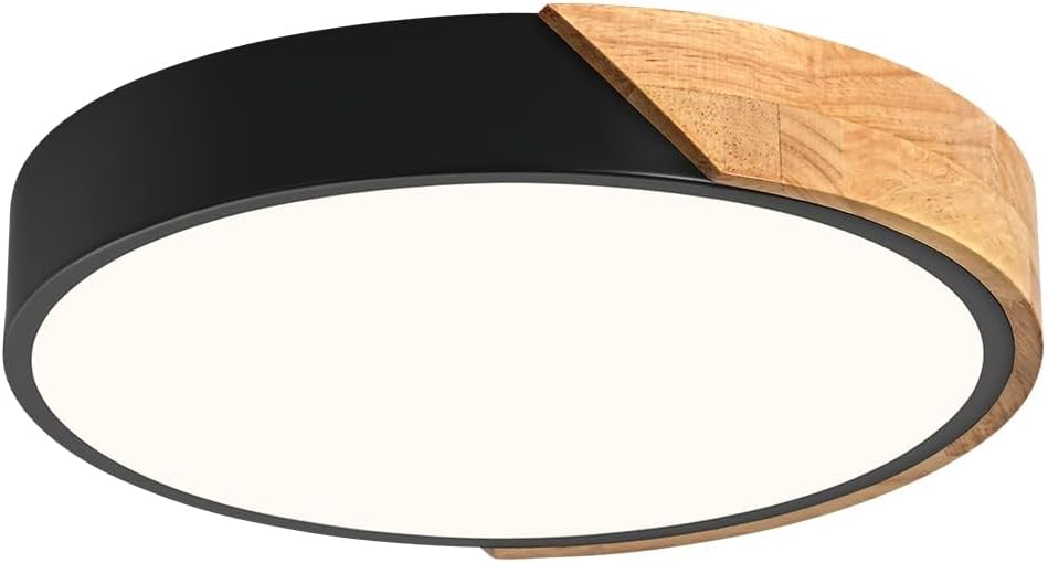 Vikaey Modern LED Ceiling Light, Minimalist Wood Flush Mount Ceiling Light Fixture, 4000K Not Dimmable, Circle Lighting Lamp with Acrylic Lampshade for Bedroom Laundry Room Hallway (Black,11.8") Vikaey Modern LED Ceiling Light, Minimalist Wood Flush Mount Ceiling Light Fixture, 4000K Not Dimmable, Circle Lighting Lamp with Acrylic Lampshade for Bedroom Laundry Room Hallway (Black,11.8")