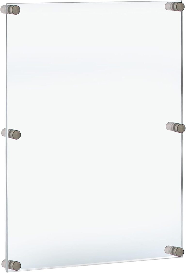 Azar Displays,105536, Floating Acrylic Wall Frame with Silver Hardware Stand Off Caps, Clear Hanging Photo Frame Display Mount with Frameless Border, Glass-Like Frame for Large Prints, 24" x 36"