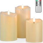 ANGELLOONG Flickering Flameless Candles, Realistic Battery Operated Candles with Remote and Timer, Set of 3 LED Candles for Room Fall Home Wedding Decor Centerpieces Table Party Valentines Decorations