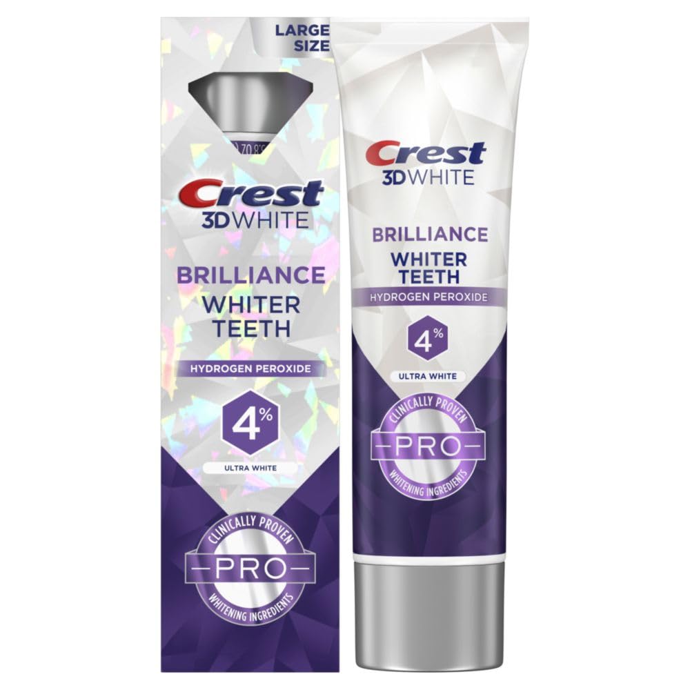 Crest 3D White Brilliance Pro Ultra White Teeth Whitening Toothpaste, 3.8 oz, Anticavity Fluoride Toothpaste, 4% Hydrogen Peroxide, Active Whitening Protection Crest 3D White Brilliance Pro Ultra White Teeth Whitening Toothpaste, 3.8 oz, Anticavity Fluoride Toothpaste, 4% Hydrogen Peroxide, Active Whitening Protection