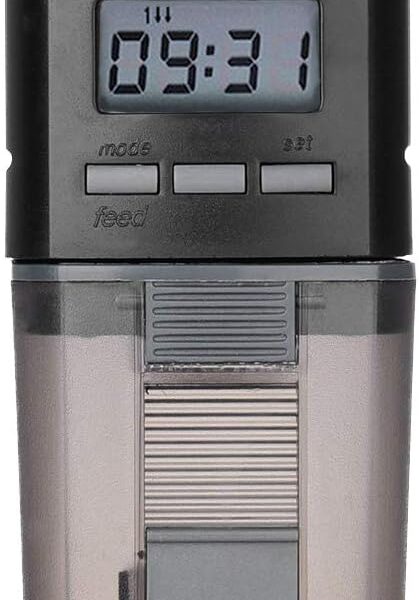 LONDAFISH Aquarium Fish Feeder, 0.175L Capacity, Plastic, Timer, Suitable for Pelleted, Particle, Flake Feeds