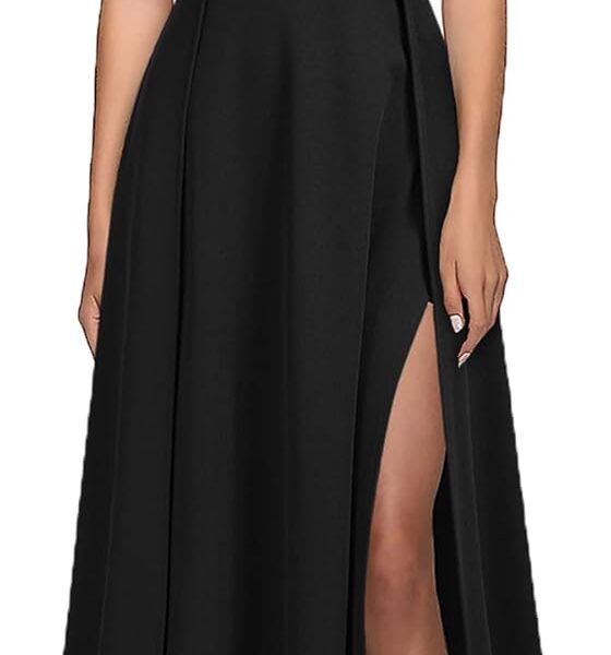MUSHARE Women's Halter Neck Sexy Split Cocktail Party Maxi Long Formal Dress
