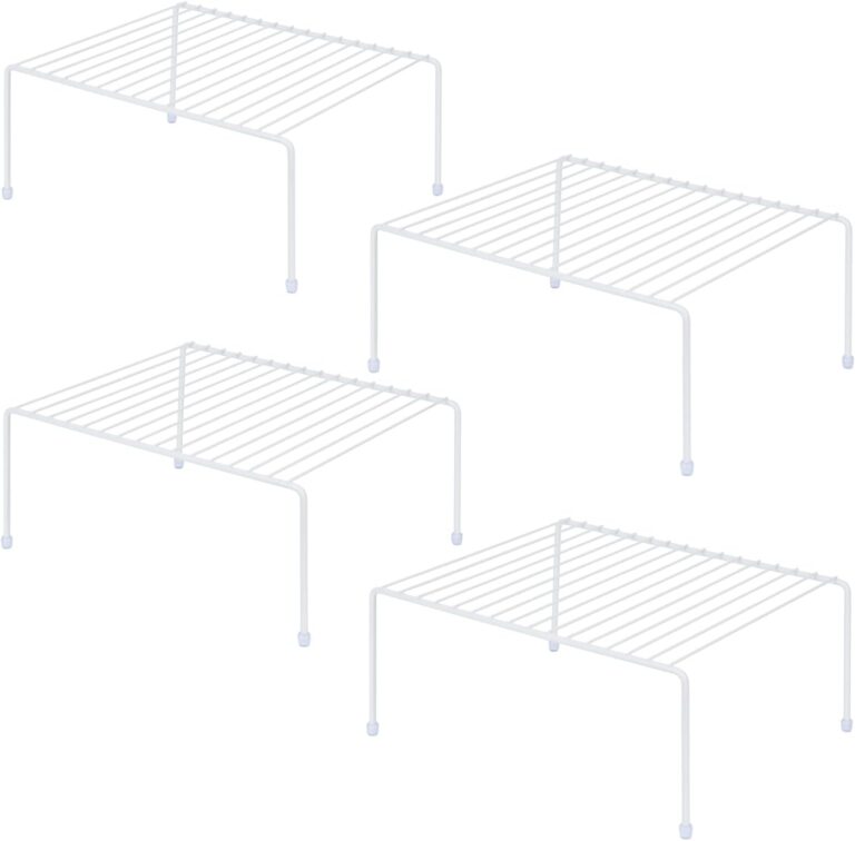 Medium (13.1 x 10.2 Inch) Cabinet Storage Shelf Rack, ShelvesKitchen Counter and Cabinet Shelf, Storage Rack Organizer for Kitchen, Fridge, Cabinet, Bathroom Cupboard& Pantry (4, White) | Shelves, Kitchen, Fridge, Cabinet