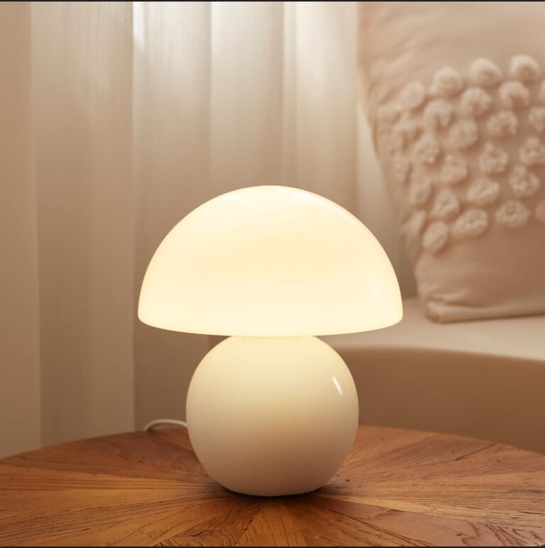 Mushroom Lamp Table Lamp for Bedroom,Desk Bedside Small Lamps for Living Room Night Stands,Mushroom Decor Cute Mini Modern Mid Century Lamps,Unique Aesthetic Home Living Room Decor(White)
