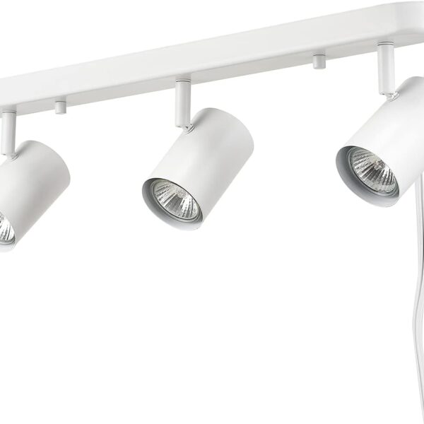 Globe Electric 60024 3-Light Plug-in Track Lighting, Adjustable Heads, Matte White Finish, 22-inch, GU10 Base, 15-Foot Cord with in-Line Switch, Modern Ceiling Light for Apartments and Rentals