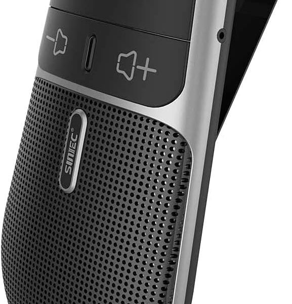 Bluetooth Phone Speaker for Car, SUNITEC Hands Free Bluetooth Car Speaker for Cell Phone, Support Siri Google Voice Assistant, AUTO Power ON Off, Speakerphone with Visor Clip