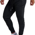 Mens Active Athletic Workout Jogger Sweatpants for Men with Zipper Pocket and Drawstring Size S-2XL