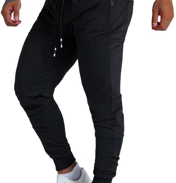 Mens Active Athletic Workout Jogger Sweatpants for Men with Zipper Pocket and Drawstring Size S-2XL
