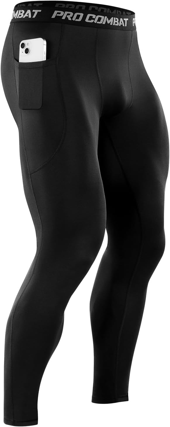 Niksa 1/3 Pack Men's Compression Pants, Performance Athletic Sports Leggings Gym Tights for Running Yoga Workout Sports