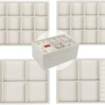 Set of 4 Stackable Jewelry Trays Organizer, Velvet Earring Organizer, Jewelry Organizer Showcase Display Drawer Organizer Storage, Earring Holder Necklace Bracelet Ring Accessary Organizers (Beige)