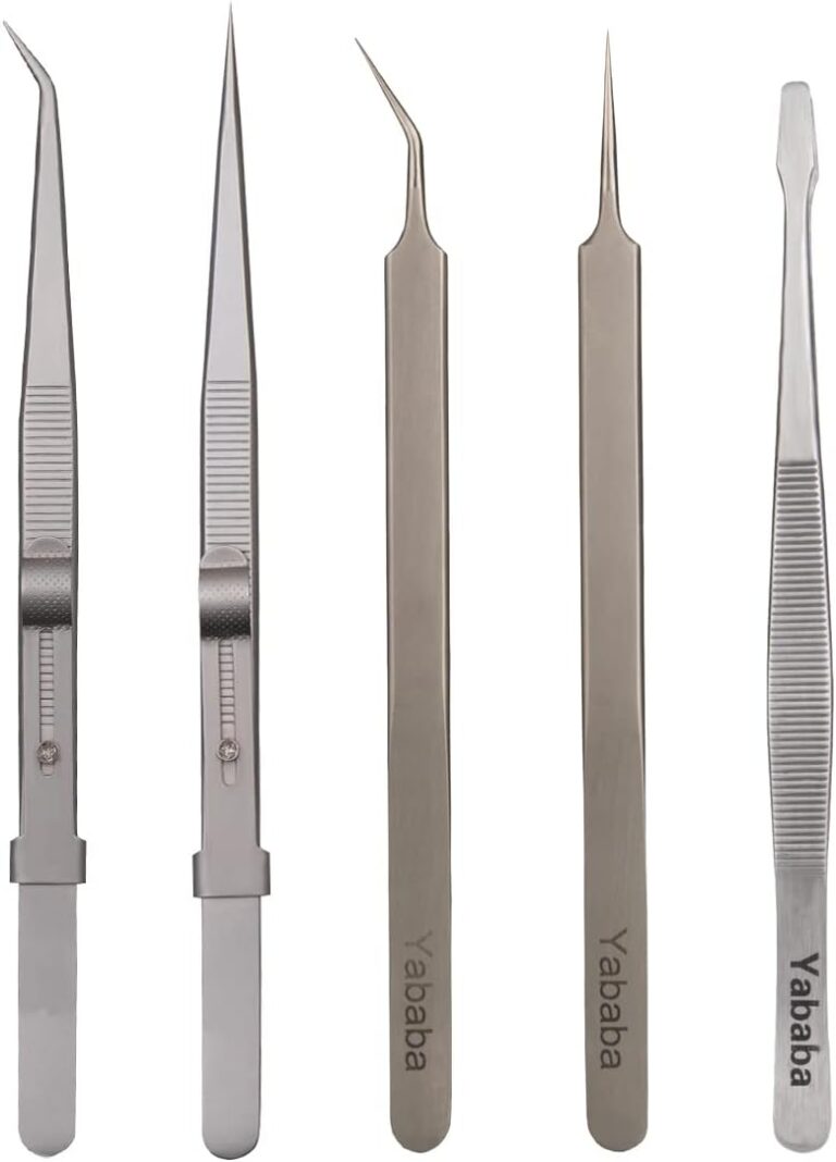 Tweezers, 5 Pcs Precision Tweezers Set, Anti-Static Stainless Steel Long Tweezers Kit for Electronics, Laboratory Work, Jewelry-Making, Craft, Soldering, Hobby, Watches, Car Machines Repair Etc