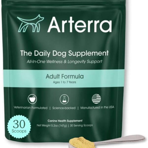 Adult Dog Powder Supplement & Food Topper 46 Ingredients for Gut, Immune & Brain Health Daily Longevity Multivitamin for Whole Body Wellness | 30 Scoops