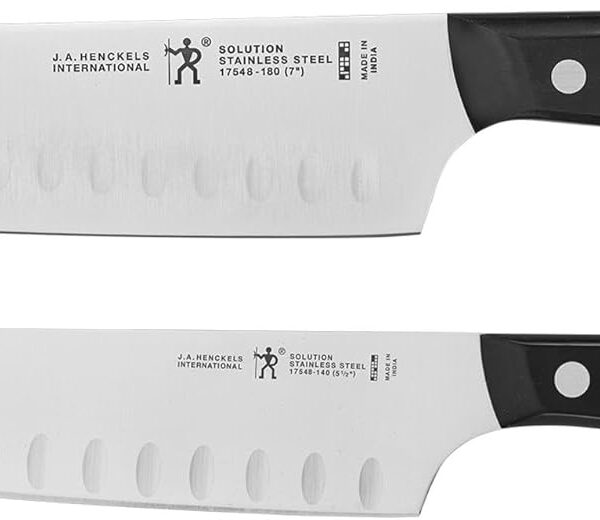 HENCKELS Solution Razor-Sharp 2-pc Knife Set, Santoku Knife 5 Inch, Santoku Knife 7 Inch, German Engineered Informed by 100+ Years of Mastery, Stainless Steel