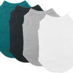 Chol&Vivi Dog Clothes Shirts, 4pcs Shirt for Large Size Dog, Blank Pet Cotton Sleeveless Apparel Soft and Lightweight, Tank Top for All Breeds, Black/Grey/White/Dark Green, XX-Large