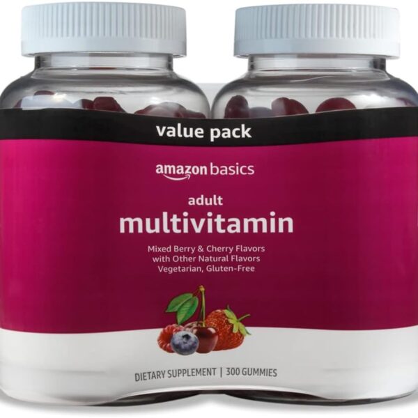 Amazon Basics Adult Multivitamin Gummies, Mixed Berry & Cherry Flavors, 150 Count, 75-Day Supply, Pack of 2 (Previously Solimo)