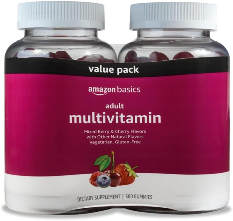 Amazon Basics Adult Multivitamin Gummies, Mixed Berry & Cherry Flavors, 150 Count, 75-Day Supply, Pack of 2 (Previously Solimo)