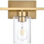 3-Light Bathroom Vanity Light, Modern Brushed Gold Wall Lights with Clear Glass Shades, Bathroom Wall Sconce Lamp for Mirror Living Room Bedroom Hallway