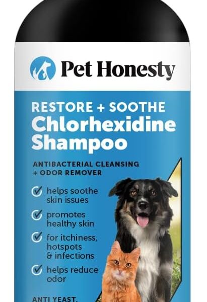 Pet Honesty Chlorhexidine Cat & Dog Seasonal Itch Relief Shampoo, for Allergies, Itching, Skin and Coat Supplement, Helps Shedding, Hot Spots, Deodorizing Dog Shampoo & Grooming Supplies,16oz