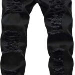 Men's Jeans Slim Fit Stretch Skinny Ripped Jeans for Men Stacked Distressed Straight Pants