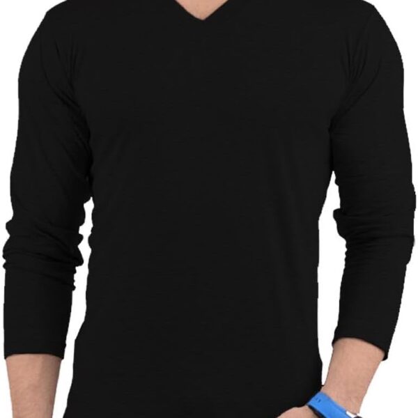 Decrum Long Sleeve Shirts for Men - Casual Soft Breathable Full Sleeves Mens V Neck T Shirts
