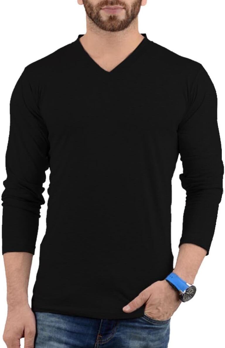 Decrum Long Sleeve Shirts for Men - Casual Soft Breathable Full Sleeves Mens V Neck T Shirts