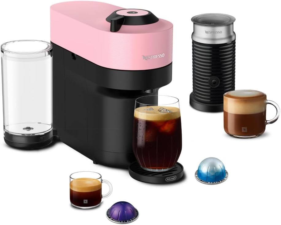 Nespresso Vertuo Pop+ Coffee and Espresso Maker by De'Longhi with Milk Frother, Candy Pink Nespresso Vertuo Pop+ Coffee and Espresso Maker by De'Longhi with Milk Frother, Candy Pink