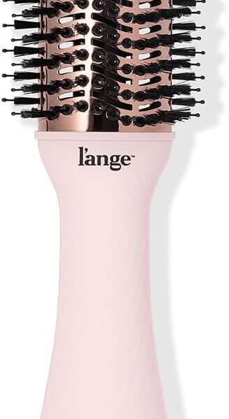 L'ANGE HAIR Le Volume 2-in-1 Titanium Blow Dryer Brush | Frizz Control Blowout Hair Dryer Brush For Drying And Straightening | Volumizing Hot Air Styler For All Hairstyles | Oval Barrel | Blush - 60mm