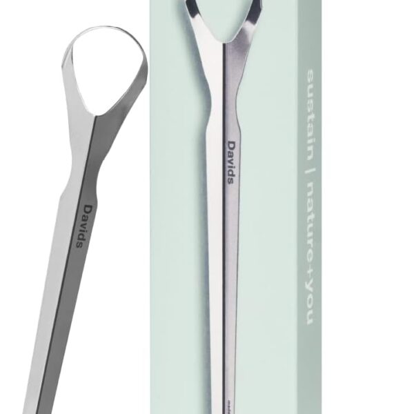 Davids Tongue Scraper for Adults and Kids, 100% Medical Grade Professional Stainless Steel Tongue Scraper, Made in USA