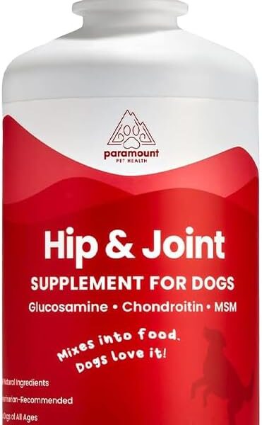 Paramount Pet Health Liquid Glucosamine for Dogs, 1600mg Glucosamine Chondroitin MSM, Hip & Joint Supplement for Dogs, Liquid Arthritis Relief & Mobility Support, 32 oz